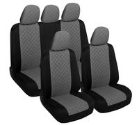 Rebeca Shop® Housses de siège universelles pour voiture, ensemble complet avant et arrière avec fermeture éclair et couvre-appuie-têtes A23 (gris/noir)