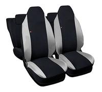 Rebeca Shop® Housses de sièges auto compatibles pour Twingo première et deuxième série avec sièges arrière divisés, Set de 6, diverses couleurs (Noir/Gris clair, Pour Twingo 1ère/2ème Série SANS Logo)