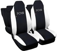 Rebeca Shop Housses de sièges compatibles pour 108 | Fabriquées en Italie en coton | Ensemble de housses de siège avant et arrière | Appuie-tête inclus (Bi-couleur, Noir/Blanc)