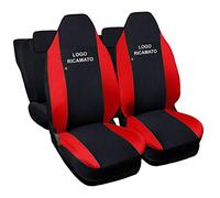 Rebeca Shop® Housses de sièges compatibles pour Aygo | Fabriqué en Italie | Ensemble de housses pour sièges avant et arrière | Logo du modèle de voiture brodé (Noir/Rouge)