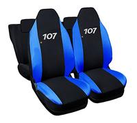 Rebeca Shop® Housses de sièges de voiture compatibles 107 avec sièges arrières divisés, lot de 6, divers coloris (Noir/bleu roi)