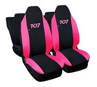 Rebeca Shop® Housses de sièges de voiture compatibles 107 avec sièges arrières divisés, lot de 6, divers coloris (Noir/fuchsia)