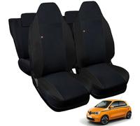 Rebeca Shop® Housses de sièges de voiture compatibles pour Twingo avec sièges arrière divisés, Lot de 6, divers coloris (Noir/Noir, Pour Twingo 3e Série SANS Logo)