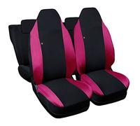 Rebeca Shop® Housses de sièges de voiture compatibles pour Twingo première et deuxième série avec sièges arrière divisés, Set de 6, divers coloris (Noir/Fuchsia, Pour Twingo 1/2e Série SANS Logo)
