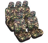 Rebeca Shop Housses de sièges matelassées 140gr pour voitures universelles, avant et arrière (Camouflage Vert, A21-Set-Complet)