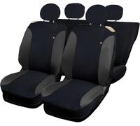 Rebeca Shop® Housses de sièges pour voiture compatibles avec Cinquecento 500, fabriquées en Italie, en tissu polycoton, ensemble avant et arrière (Noir/Gris foncé, Arrière 50/50 sans logo)