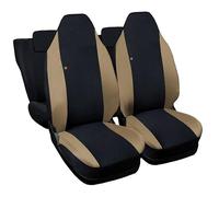 Rebeca Shop® Lot de 6 housses de siège auto compatibles pour Twingo avec sièges arrière divisés (Noir/Beige, pour Twingo 1/2e série sans logo)