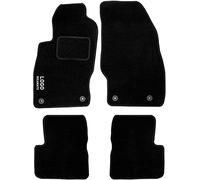 Rebeca Shop® Tapis de voiture compatibles pour Corsa D | Tapis texturés | En moquette noire | Logo brodé talonnette et clip de fixation (compatibles Corsa D)