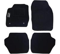 Rebeca Shop® Tapis de voiture compatibles pour Fiesta 2012 | Tapis en moquette noire | Logo brodé talonnette et clip de fixation (compatibles Fiesta 2012)