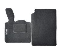 Rebeca Shop Tapis de voiture compatibles pour Smart | en moquette noire | Logo brodé | Tapis texturés déchirants | w450 - w451 - w453 | Accessoires intérieurs automobiles (W451 - Deuxième série)