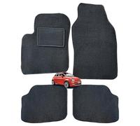 Rebeca Shop® Tapis de voiture noir compatibles pour 500 à partir de 2007, même Hybrid/Kit de tapis en moquette sur mesure (set 2 avant + 2 arrières) Broderie logo 500 (sans logo)