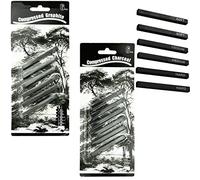 REBECASKYENS Lot de 12 fusains à dessin pressés - Crayons à charbon - Noir - Convient pour le dessin, l'esquisse, l'écriture, le design artistique
