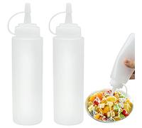 REBECASKYENS Lot de 2 bouteilles à presser en plastique de 230 ml, avec bouchons, pour ketchup, flacons à presser pour le ketchup, les pigments