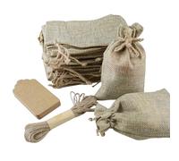 REBECASKYENS Lot de 30 sacs cadeaux avec cordon de serrage - Petits sacs en jute avec cordon de serrage - Pour bricolage, artisanat, mariage, fête, Noël (10 x 15 cm)