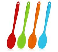 REBECASKYENS Lot de 4 cuillères en silicone de 27,9 cm résistantes à la chaleur - Ustensiles de cuisine en silicone monobloc