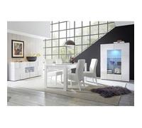 REBECCA - Ensemble Séjour Buffet 2 Portes 2 Tiroirs Blanc Laqué Weiss Relief Damiers - Altobuy Blanc