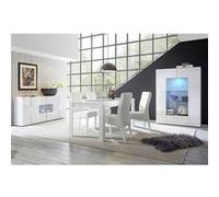 REBECCA - Ensemble Séjour Buffet 2 Portes 2 Tiroirs Blanc Laqué Weiss Relief Damiers - Altobuy Blanc
