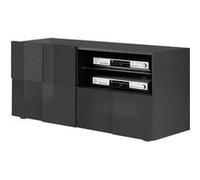 AltoBuy Rebecca - Meuble TV 121 cm Finition Laqué Gris Carbone Relief Damiers