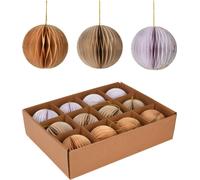Rebecca Mobili 12 pendentifs pour arbre de Noël en papier, 3 couleurs différentes