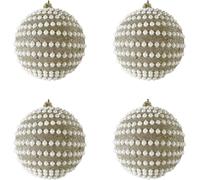 Rebecca Mobili 4 boules de Noël perles dorées en plastique diamètre 10 cm