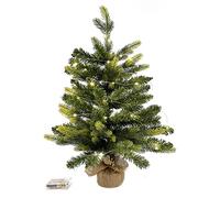 Rebecca Mobili Arbre de Noël de Table à LED, Arbre de Noël de 60 cm, monté, 50 lumières, 80 Branches, Base recouverte de Jute - Taille : 60 x 35 x 35 cm (HxLxP) - Art. RE6772