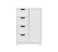 Rebecca Mobili Commode 4 tiroirs et 1 porte en bois blanc