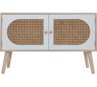 Rebecca Mobili Banc de rangement avec 2 portes en bois blanc et marron