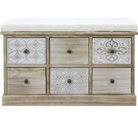 Rebecca Mobili Banc de rangement avec 6 tiroirs en bois blanc et marron