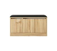 Rebecca Mobili Banc de rangement, étagère à chaussures avec assise, couleur chêne gris foncé, aggloméré simili cuir, avec 4 compartiments, pour entrée - Dimensions HxLxP : 46 x 89,5 x 35,5 cm - Art.