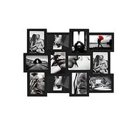 Rebecca Mobili Cadre Photos Multiples, Pêle-mêle Mural, Capacité 12 Photos de 10 x 15, Mdf, Collection de Mur - Dimensions: 47 x 60 x 1,2 cm (HxLxL) (Noir)