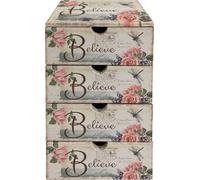 Rebecca Mobili Caisses de rangement en bois et PVC, blanc et rose