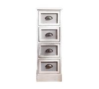 Rebecca Mobili Caisson avec 4 Tiroirs, Commode Vintage, Bois, Blanc Gris, Chambre Salle de Bain - Dimensions: 80 x 29 x 25 cm (HxLxL) - Art. RE4889