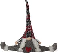 Rebecca Mobili Cale-porte en forme de nain en tissu, gris, rouge et blanc