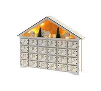 Rebecca Mobili Calendrier de l'Avent en Bois, avec 24 Tiroirs, Bois, Blanc, Décoration avec Lumières, avec Village de Noël - Dimensions HxLxP : 33,5 x 41,5 x 8,5 cm - Art. RE6889