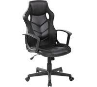 Rebecca Mobili Chaise de bureau avec roulettes en similicuir et nylon, noir