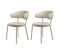 Rebecca Mobili Chaises Alamanda 80,5x47,5x57,5 Tissu polyester Acier Beige Moderne SET 2 pièces