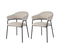 Rebecca Mobili Chaises Bakla 82,5x57x56,5 polyester tissé acier blanc perle noir Moderne SET 2 pièces
