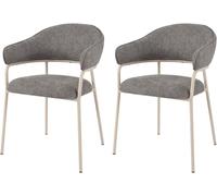 Rebecca Mobili Chaises Cadetia 82,5x57x56,5 Tissu polyester Acier Gris Blanc Moderne SET 2 pièces