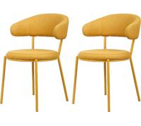 Rebecca Mobili Chaises Dablen 80,5x47,5x57,5 Tissu polyester Acier Jaune Moderne SET 2 pièces