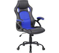 Rebecca Mobili Chaises de bureau en similicuir et nylon, noir et bleu