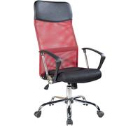 Rebecca Mobili Chaises de bureau en similicuir et nylon, noir et rouge
