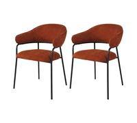 Rebecca Mobili Chaises Dombeya 82,5x57x56,5 Tissu polyester Acier Orange Noir Moderne SET 2 pièces