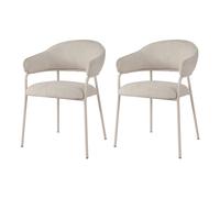 Rebecca Mobili Chaises Dorstenia 82,5x57x56,5 polyester tissé acier blanc perle Moderne SET 2 pièces