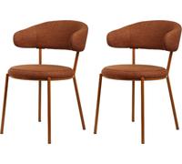 Rebecca Mobili Chaises Frenj 80,5x47,5x57,5 Tissu polyester Acier Orange Moderne SET 2 pièces