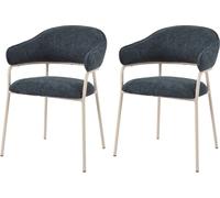 Rebecca Mobili Chaises Guanabana 82,5x57x56,5 Tissu polyester Acier Bleu pétrole Blanc Moderne SET 2 pièces