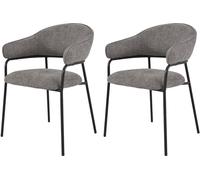 Rebecca Mobili Chaises Jatoba 82,5x57x56,5 Tissu polyester Acier Gris Noir Moderne SET 2 pièces