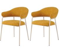 Rebecca Mobili Chaises Piesang 82,5x57x56,5 Tissu polyester Acier Jaune Blanc Moderne SET 2 pièces