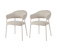 Rebecca Mobili Chaises Rebecca Mobili Dorstenia 82,5x57x56,5 Tissu Polyester Acier Blanc Perle Moderne ENSEMBLE 2 pièces