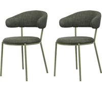 Rebecca Mobili Chaises Zeita 80,5x47,5x57,5 Tissu polyester Acier Vert Moderne SET 2 pièces