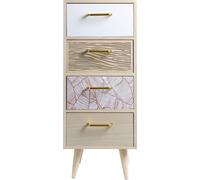 Rebecca Mobili Commode 3 tiroirs en bois, marron et blanc